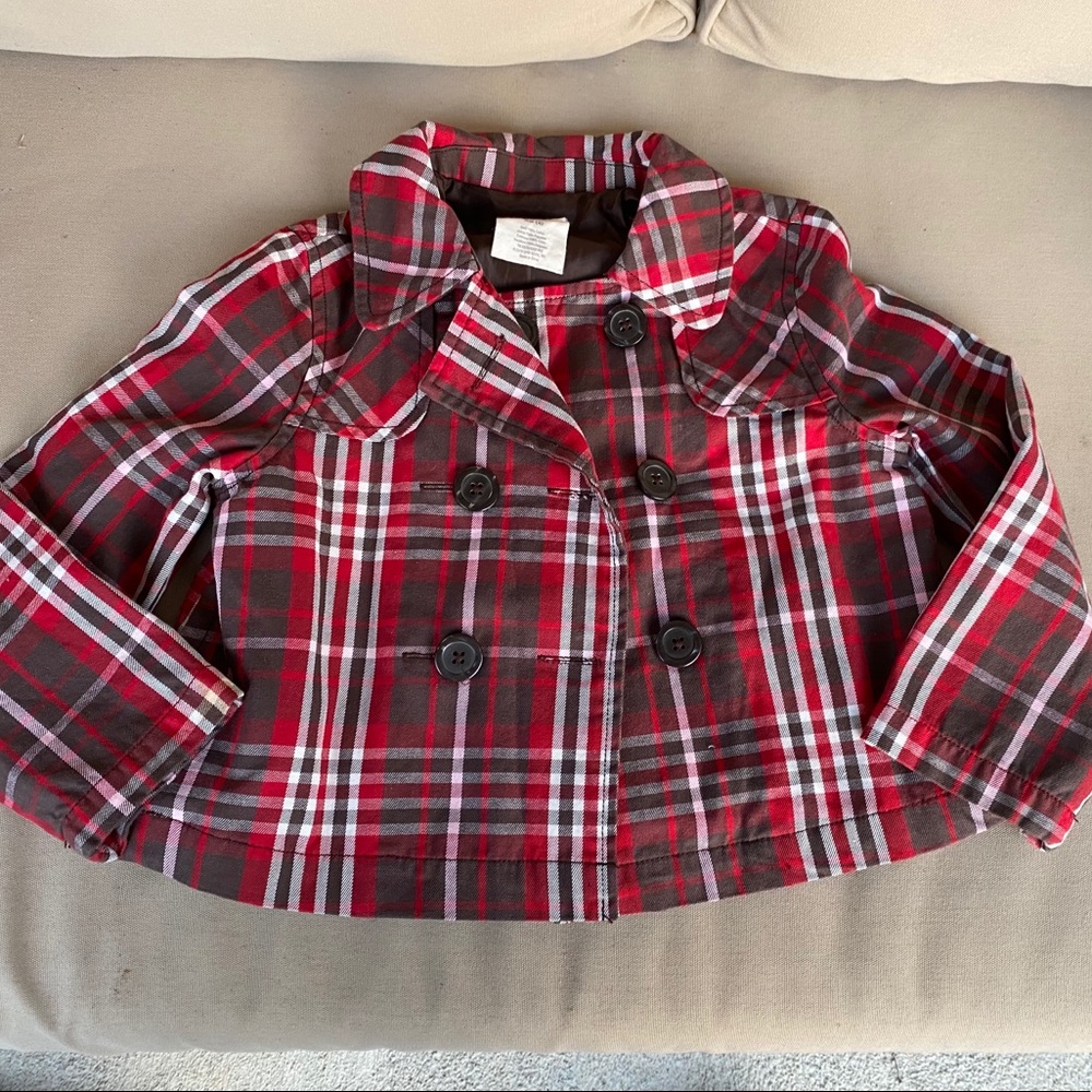 CRAZY 8 Girls Vintage HOLIDAY Plaid Trench Coat XS - Picture 12 of 13
